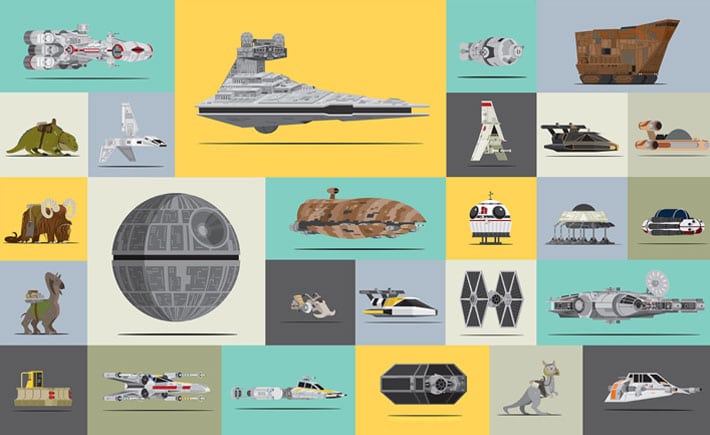el tamaño de todos los vehículos de Star Wars